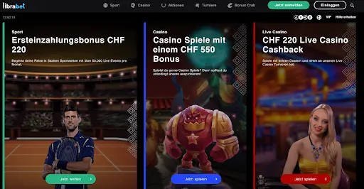 Casino Bonusaktionen – Sportwetten CHF 220, Casino Spiele CHF 550 Bonus, Live Casino Cashback CHF 220